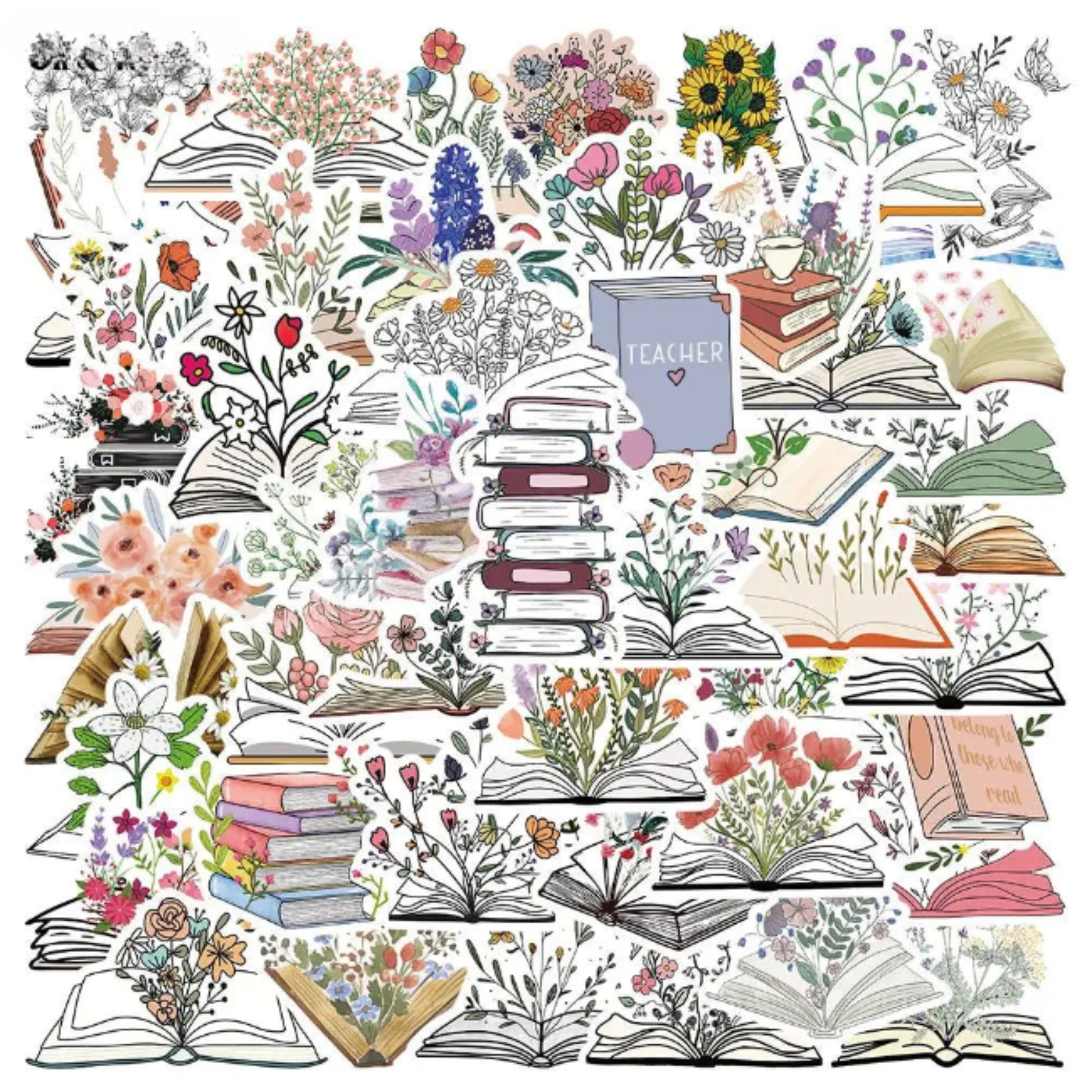 Floral Book Lover Reading Book Sticker for Sale by atalia8932