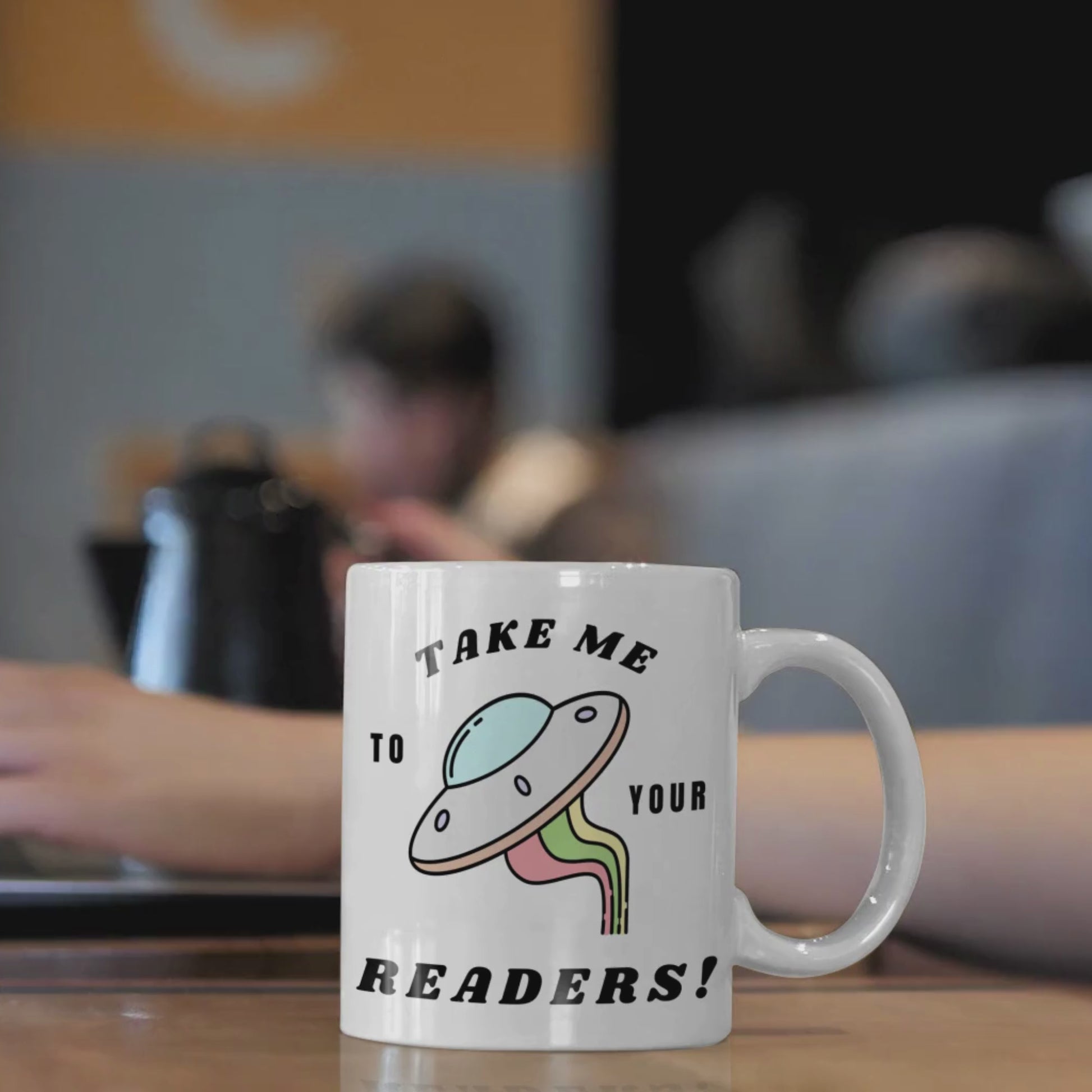 Book lover's mug, Interstellar coffee cup, Cosmic beverage vessel, Fun ceramic drinkware, Trendy reading accessory