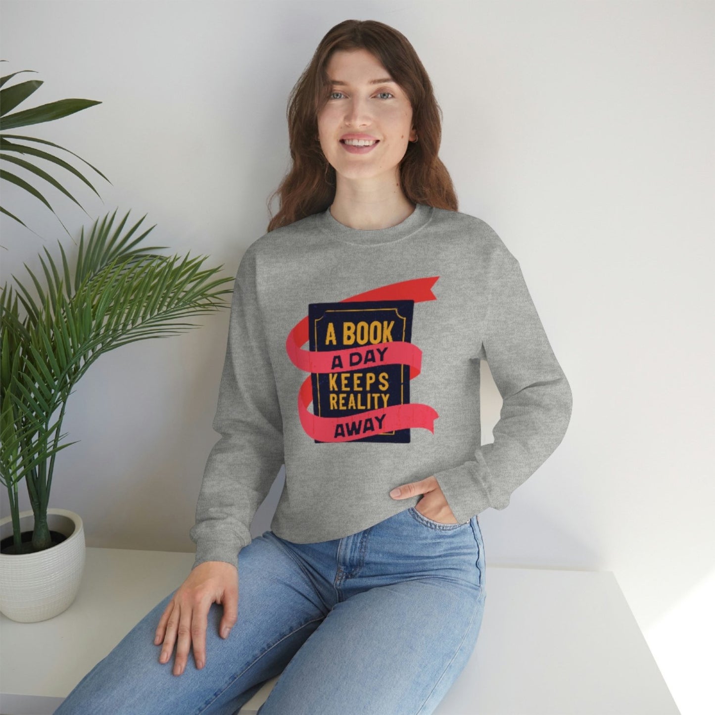 A Book A Day Keeps Reality Away I Crewneck Sweatshirt - BookishBliss 