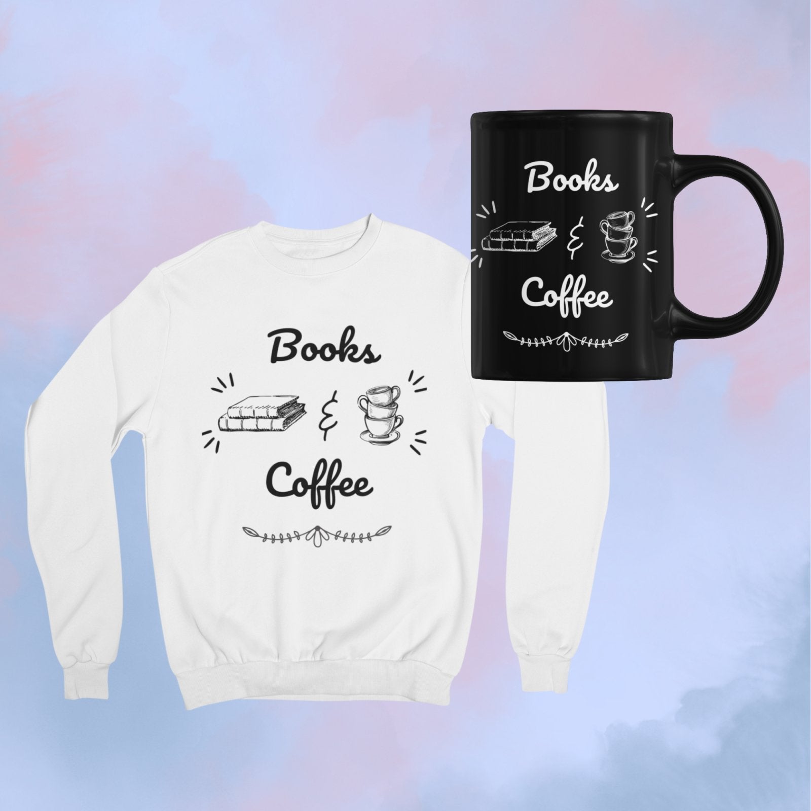 Books & Coffee | Crewneck Sweatshirt - BookishBliss 