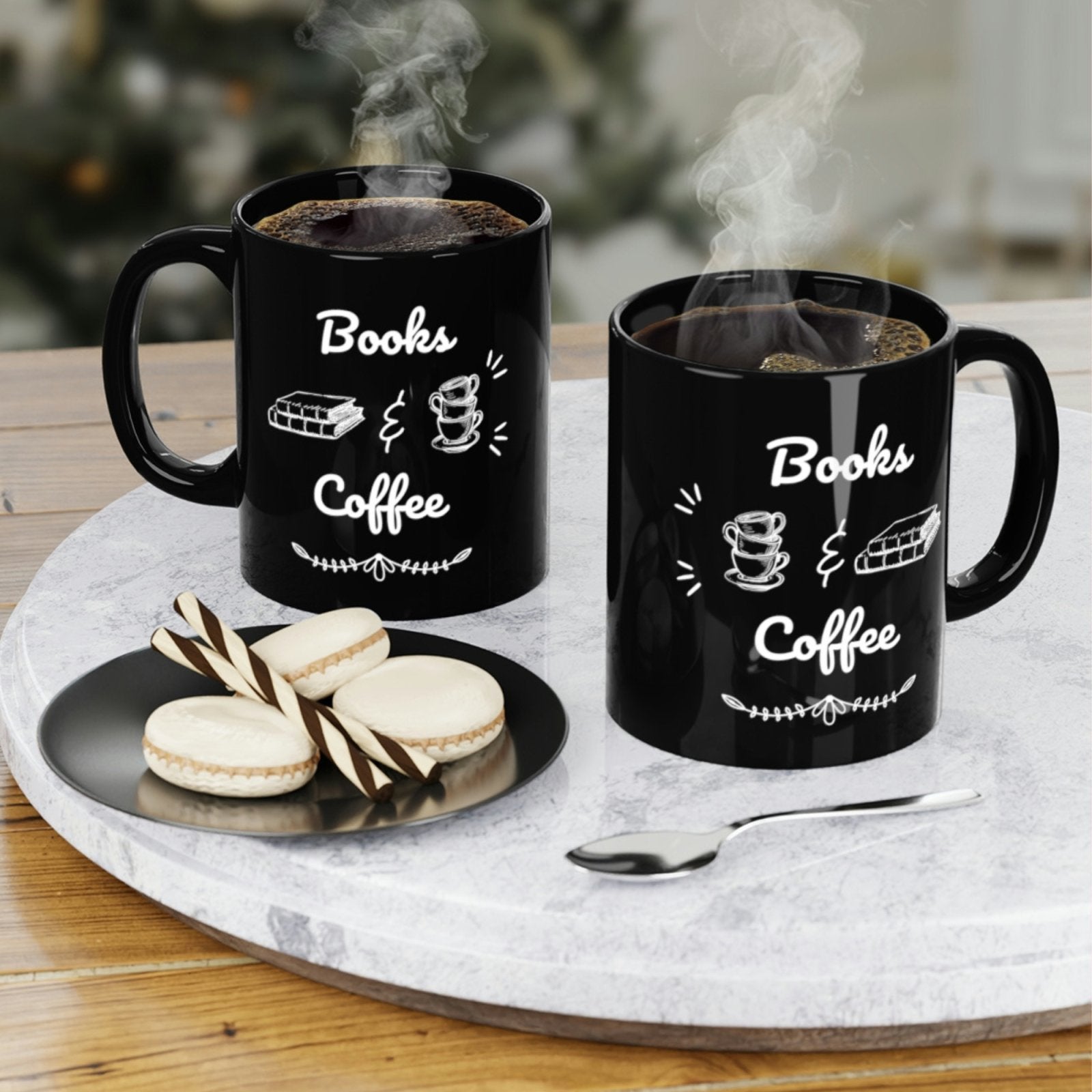 Books & Coffee I Black Coffee Mug (11oz) - BookishBliss 