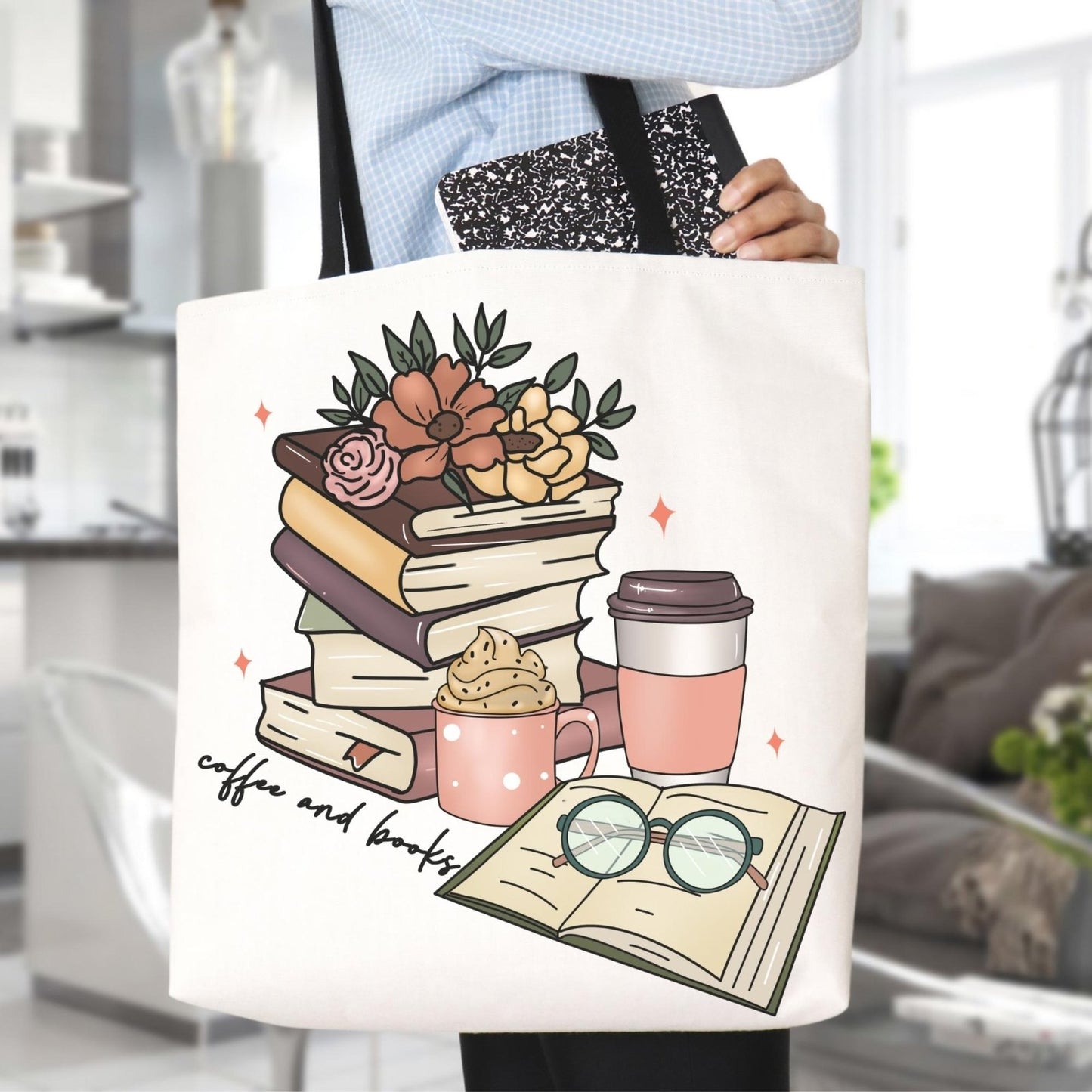 Books & Coffee | Tote Bag - BookishBliss 