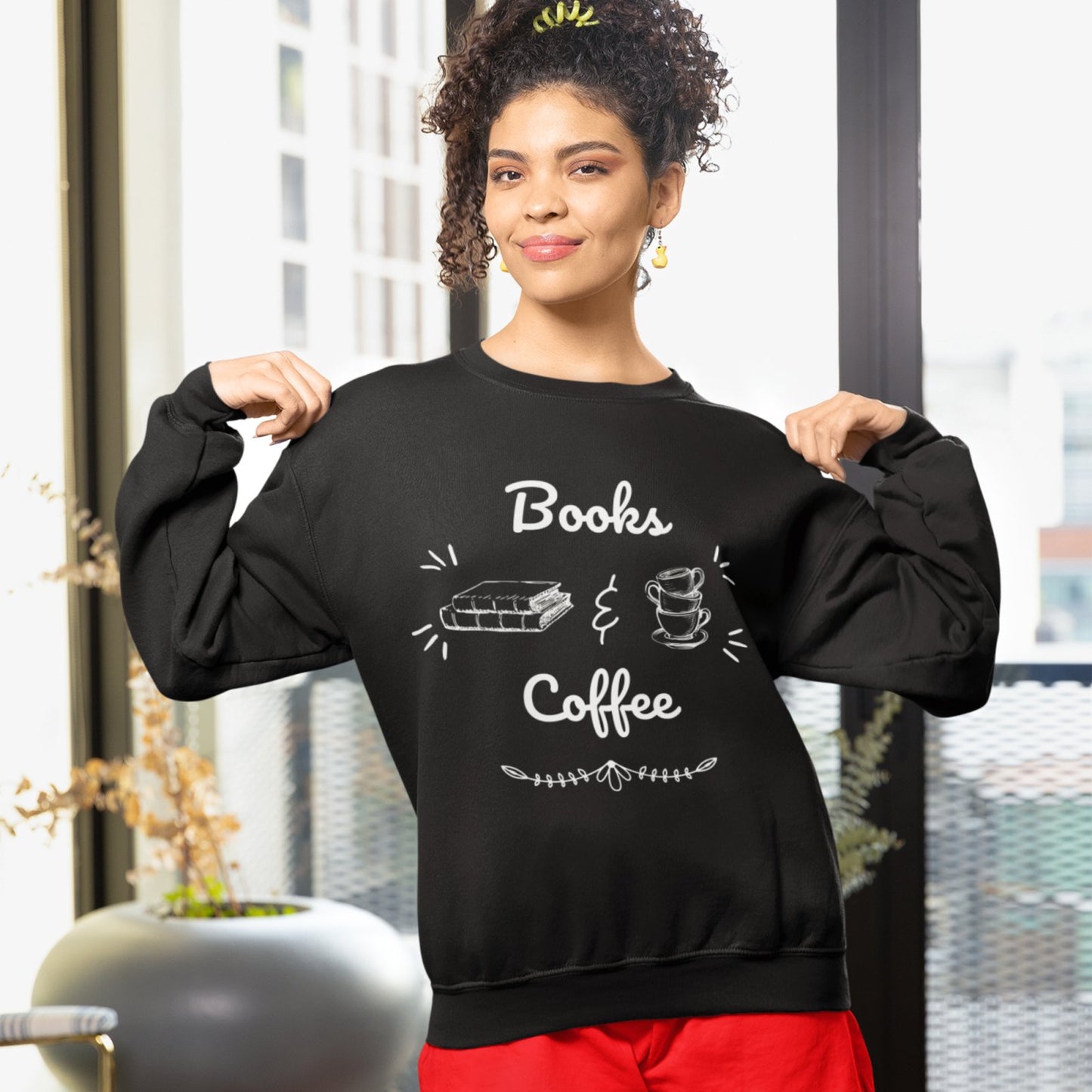 Books & Coffee | Crewneck Sweatshirt - BookishBliss 