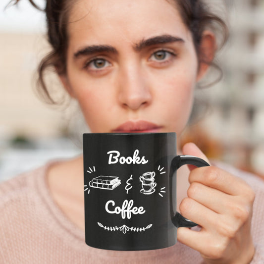 Books & Coffee I Black Coffee Mug (11oz) - BookishBliss 