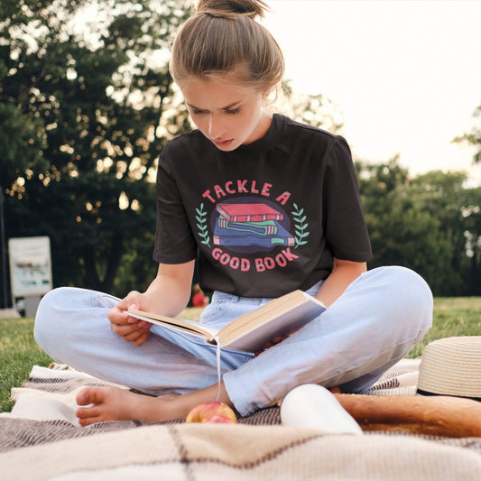 Tackle a Good Book T-Shirt - BookishBliss 