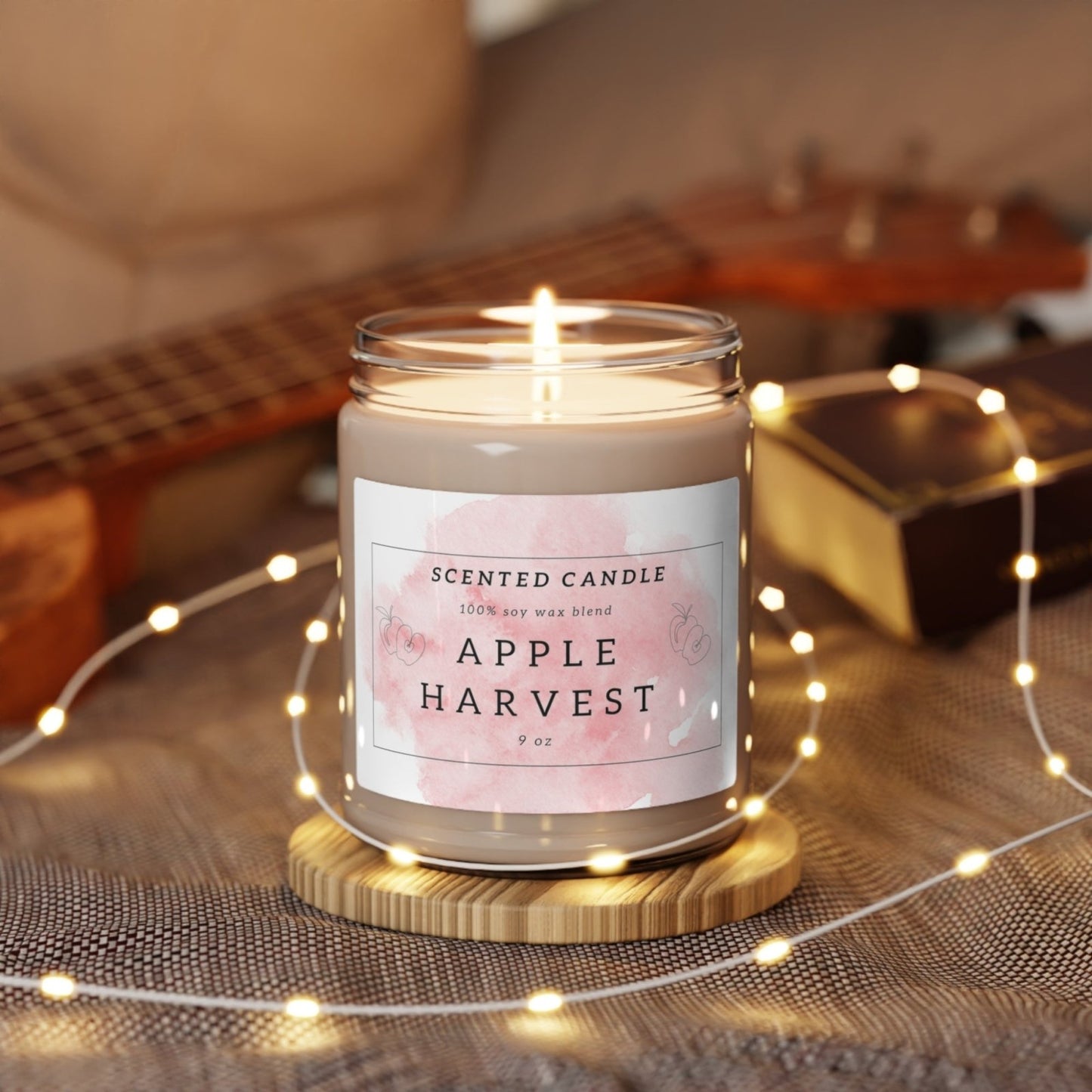 Apple Harvest Soy candle, vegan candles, home decor scented candle, apples and autumn, plastic free, long lasting candles, soy candles, authentic candles 