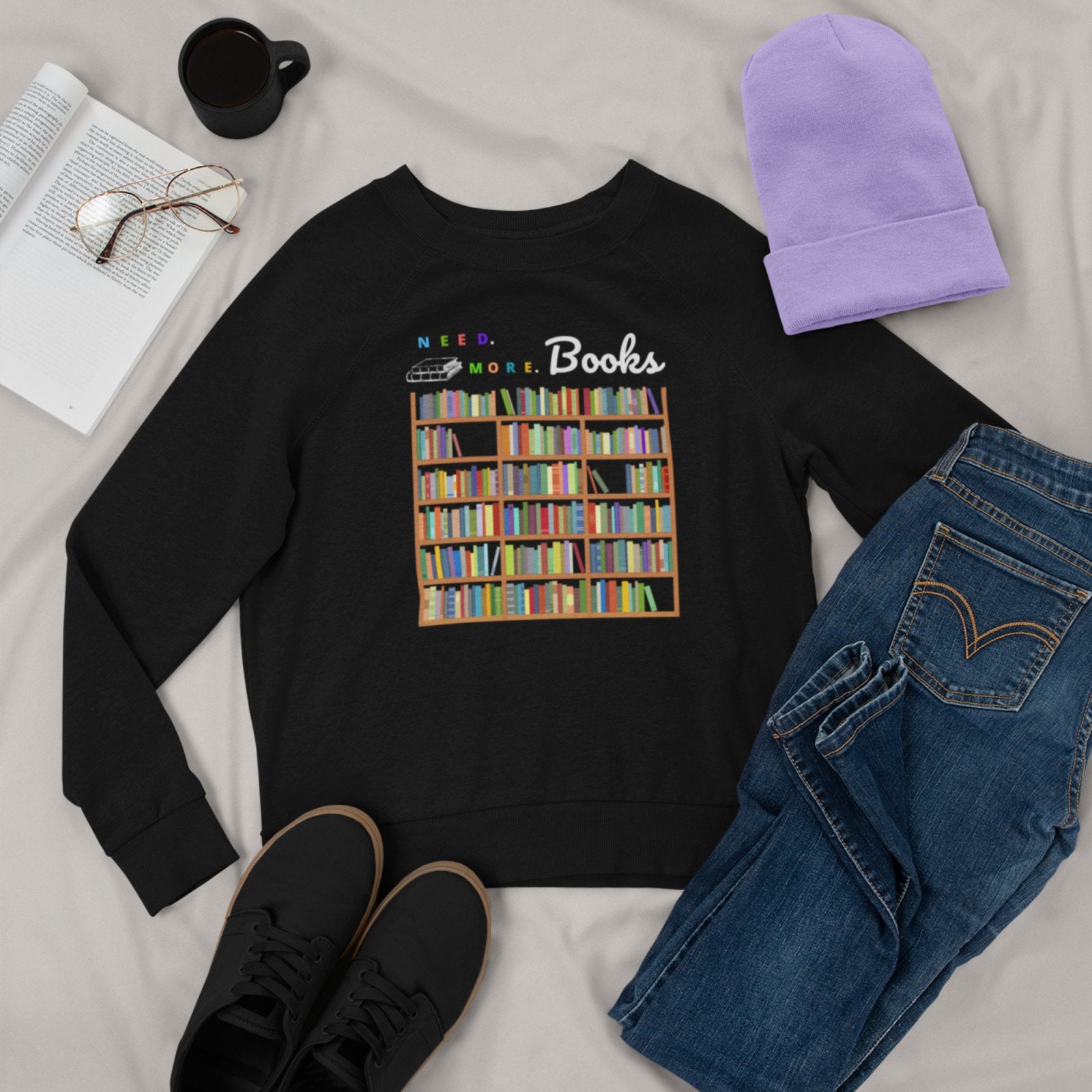 Need. More. Books I Crewneck Sweatshirt - BookishBliss 