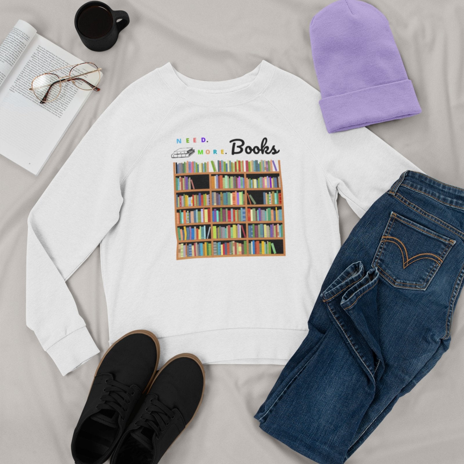 Need. More. Books I Crewneck Sweatshirt - BookishBliss 