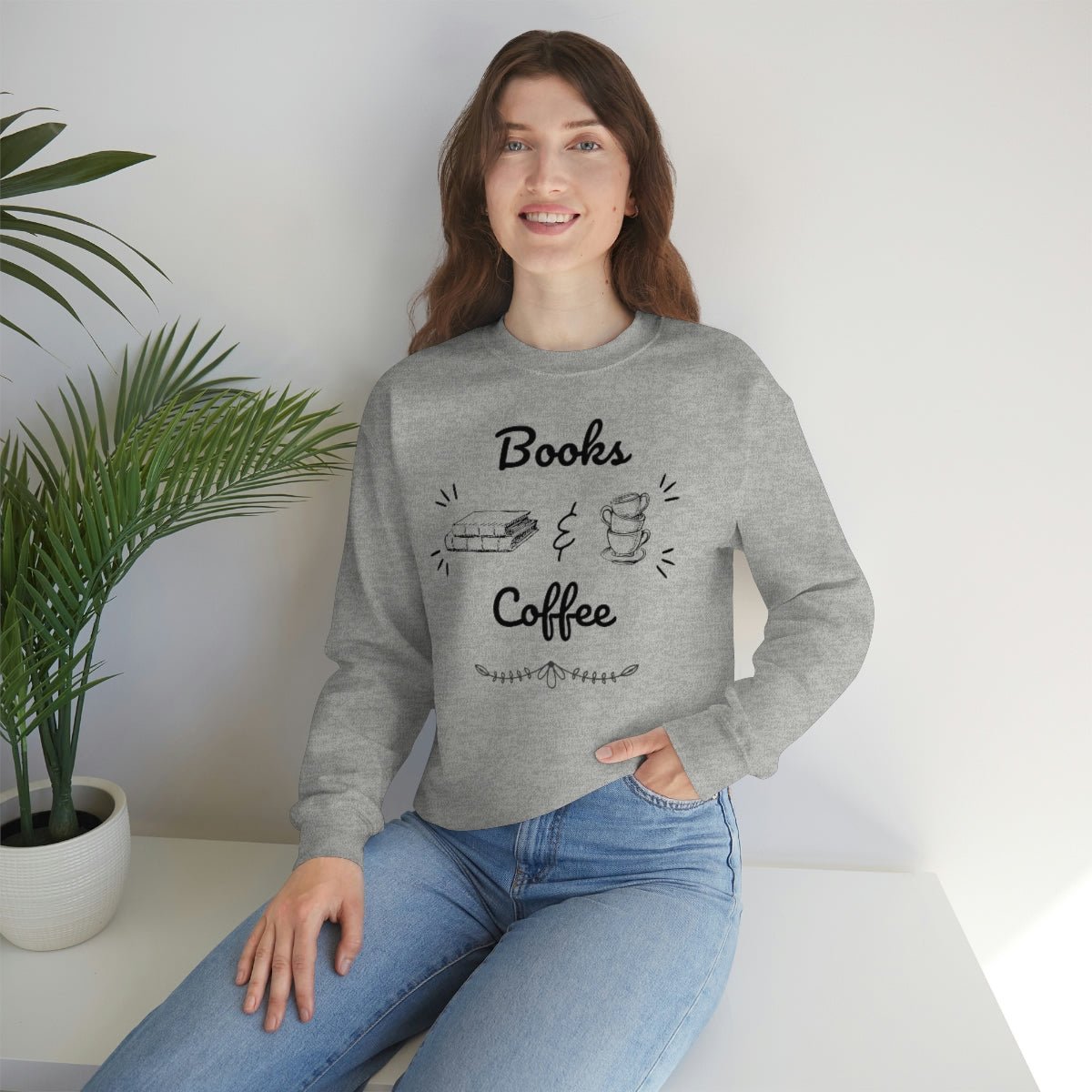 Books & Coffee | Crewneck Sweatshirt - BookishBliss 