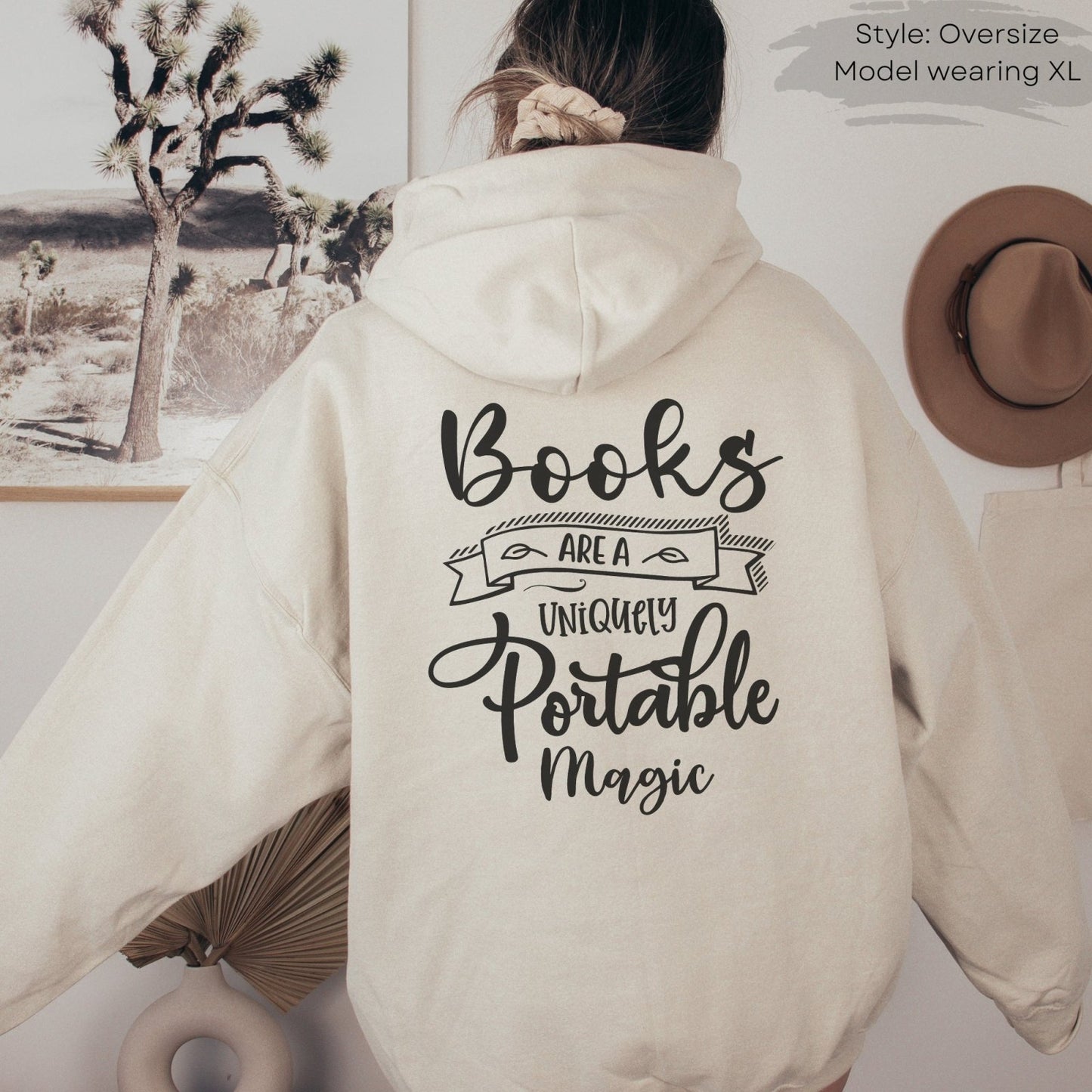 Live Love Read, Books Are A Uniquely Portable Magic, Book lover Gift, Cozy season, fall Hoodie, Sweatshirt season, literature themed apparel, reading enthusiasts, hand lettering sweatshirt, books, magical reading, reading nook