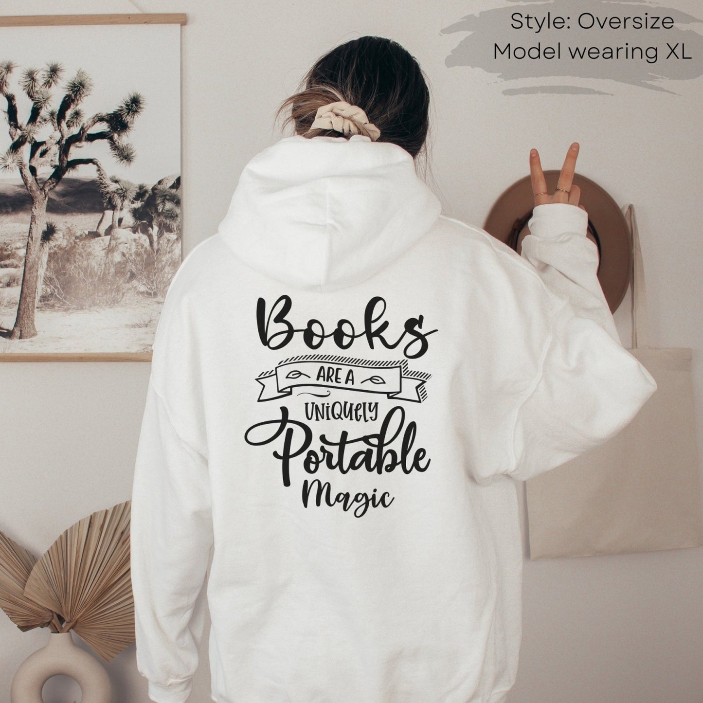 Live Love Read, Books Are A Uniquely Portable Magic, Book lover Gift, Cozy season, fall Hoodie, Sweatshirt season, literature themed apparel, reading enthusiasts, hand lettering sweatshirt, books, magical reading, reading nook