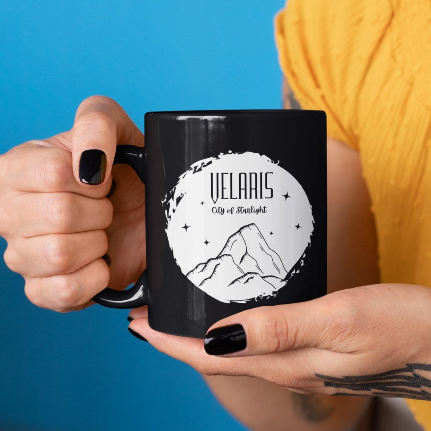 Velaris, City of Starlight | Black Mug (11 oz) - BookishBliss 