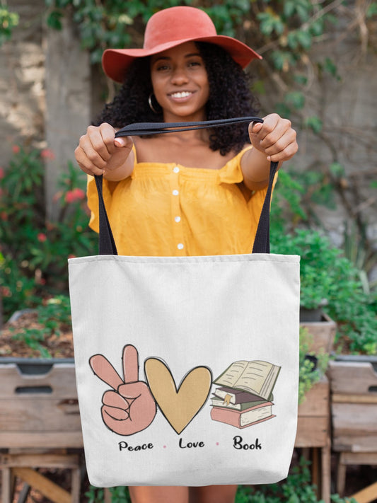 Peace Love Books | Tote Bag - BookishBliss 