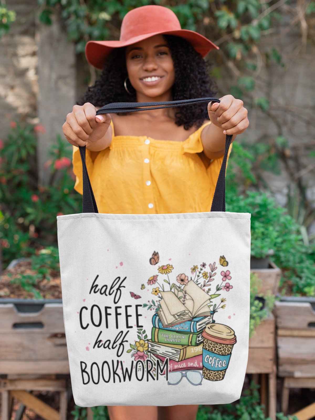 Half Coffee Half Bookworm | Tote Bag - BookishBliss 