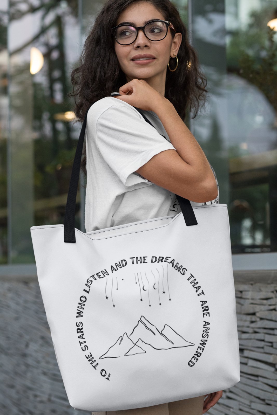 To The Stars Who Listen And The Dreams That Are Answered | Tote Bag - BookishBliss 