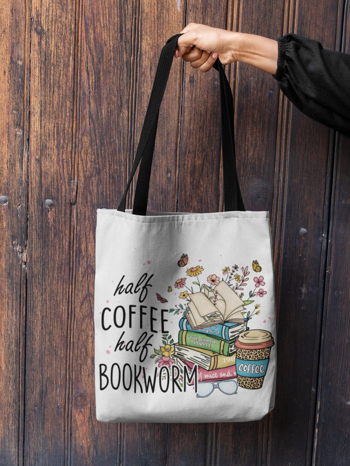 Half Coffee Half Bookworm | Tote Bag - BookishBliss 